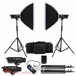 Pro 1200W Photo Studio Flash Lighting Kit Strobe Head Softbox 2x 600W Set