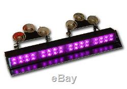 Purple Visor Light bar Deck Dash LED Funeral Emergency Warning Flashing Strobe