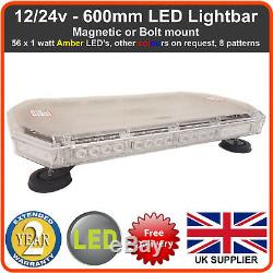 R65 Amber LED Recovery Light bar 600mm 12/24v Flashing Beacon Truck Light Strobe