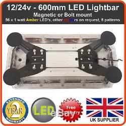 R65 Amber LED Recovery Light bar 600mm 12/24v Flashing Beacon Truck Light Strobe