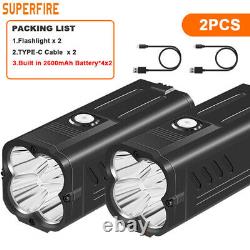 SUPERFIRE Tactical Flashlight Super Bright Torch Rechargeable Emergencies lamp