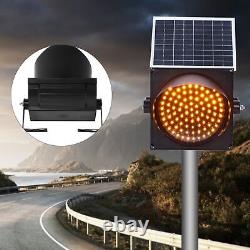 Solar Power LED Yellow Flashing Strobe Beacon LED Traffic Warning Light