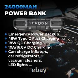 TOPDON 3000A Car Jump Starter 24000mAh Rescue Booster Battery Charger Power Bank