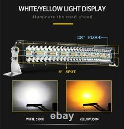 Tri-Row 50'' Offroad LED Light Bar Curved amber White 12v 24v Flash Strobe 52'