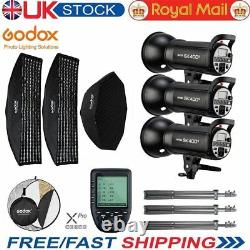 UK 1200w 3 Godox SK400II 400W 2.4G Studio Flash Strobe Light Head Wedding Kit
