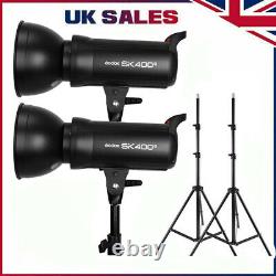 UK 2PCSGodox SK400II 400Ws 2.4G X System Studio Strobe Flash Light+2m Stands