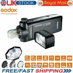 UK Godox AD200 TTL HSS 2.4G 1/8000 Pocket Double Head Flash+ AD-S7 Softbox Kit