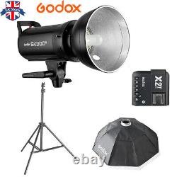 UK Godox SK300II 300W 2.4G Flash Strobe+95cm softbox+light stand+X2T-F for Fuji