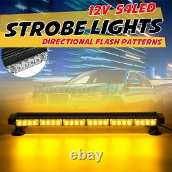 Warning 28 inch 54 LED Car Truck Roof Strobe Flashing Beacon Light Bar Amber