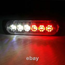 White Red 36W 6-LED Truck Hazard Warning Beacon Flashing Strobe Light Lamp Bar