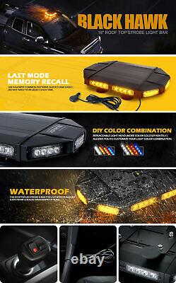 Xprite 18 LED Rooftop Mount Strobe Beacon Light Amber Tow Truck Emergency Flash