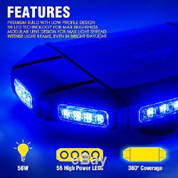Xprite 27 Heavy Duty Low Profile LED Emergency Rooftop Strobe Light Bar Blue