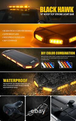 Xprite 27Inch Rooftop LED Strobe Light Bar Amber/Yellow Flash Emergency Warning