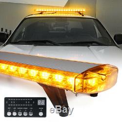 Xprite Amber 48 132 LED Rooftop Strobe Light Bar with Mounting Bracket Yellow