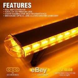 Xprite Amber 48 132 LED Rooftop Strobe Light Bar with Mounting Bracket Yellow