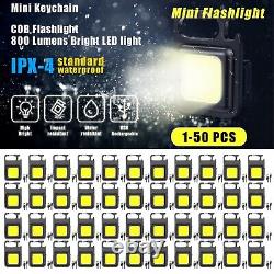 1-50X Mini Lampe de Poche LED COB Portable Travail Lumière Rechargeable Porte-Clés de Poche