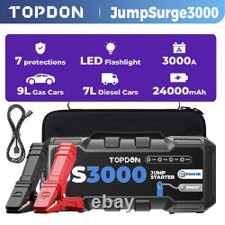 2024 TOPDON JS3000 Démarreur de voiture 24000mAh Booster Power Bank Chargeur de batterie