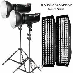 2x Lampe Flash Godox De300ii 300ws Studio Strobe + 30x120cm Grid Softbox