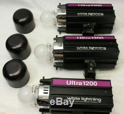 3 White Lightning Ultra 1200 Lumière Photo Kit Photographie Strobe Slaves Lighting