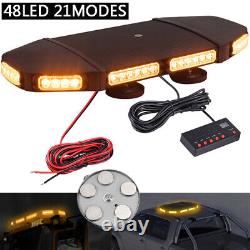 48 Led Amber Recovery Light Bar Flashing Beacon Camion Lumière Strobes Lampe 12/24v