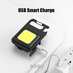 50X Lampe de poche USB rechargeable à LED COB pour porte-clés, lampe de camping de travail de poche