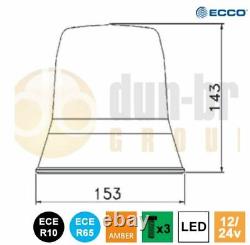 Balise d'avertissement clignotante LED R65 ECCO 400 12V/24V 3 boulons ambre pour récupération