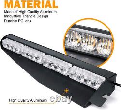 Barre lumineuse clignotante pour pare-soleil 16LED Intérieur Pare-brise Avertissement de danger Feux de prudence