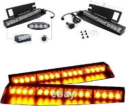 Barre lumineuse clignotante pour pare-soleil 16LED Intérieur Pare-brise Avertissement de danger Feux de prudence