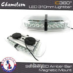 Barre lumineuse mini LED ambre IC360 de 300 mm, avertissement clignotant de récupération et balise stroboscopique de sécurité.