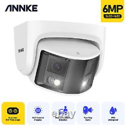 Caméra IP ANNKE 6MP couleur avec conversation bidirectionnelle PoE CCTV, vue à 180°, détection humaine et de véhicules