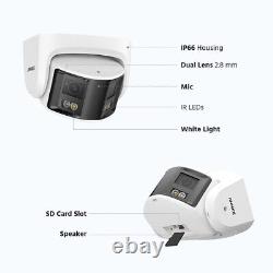 Caméra IP CCTV PoE ANNKE 8MP Couleur avec Audio 2 Voies, Vue à 180°, Sécurité 4K à Double Objectif
