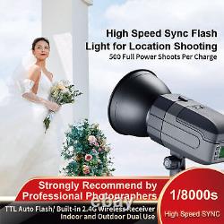 Flash Stroboscopique VISICO5 2.4G TTL 400Ws 1/8000s Synchronisation Haute Vitesse Monolight Pour Bo GF0