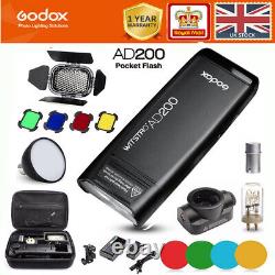 Godox AD200 200Ws 2.4G TTL 1/8000 HSS Pocket Flash Light+Barn Door+AD-S Kit en français