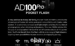 Godox Ad100pro Pocket Flash Light 2.4g Sans Fil Ttl 100w Mini Strobe Flash Light