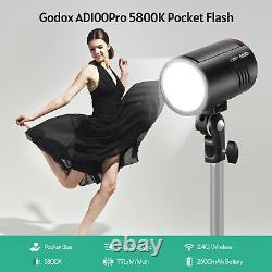 Godox Ad100pro Pocket Studio Portrait Flash Light Photography Lampe 5800k 1/8000s
