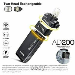 Godox Ad200 200ws 2.4g Ttl Pocket Flash Strobe 1/8000s Hss Flash Bare Ampoule/speed