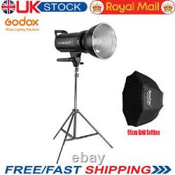 Godox Sk400ii 400w 2.4g Studio Flash Strobe Light +95cm Grille Softbox 2m Stand Uk