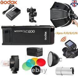 Kit Godox AD200 Flash light+XPRO trigger+boîte à lumière octogonale portable 2.4 TTL HSS pour le Royaume-Uni