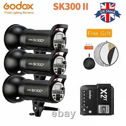 Royaume-Uni 3Godox SK300II 300Ws Studio Flash Strobe Light + Déclencheur X2 avec Diffuseur Gratuit
