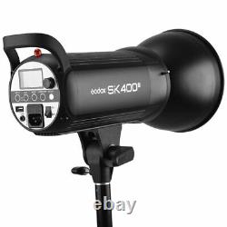 Tête de flash de studio Godox SK400II 2.4G avec monture Bowens de 95cm et pied de lumière de 2m.
