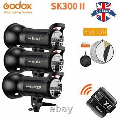 UK 3Godox SK300II 300Ws Studio Flash Strobe Light+X1 Déclencheur Avec Diffuseur Gratuit