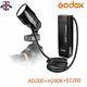 Uk Godox 2.4 Ttl Hss Ad200 1/8000s Pocket Flash+h200r Ring Head+ec200 Kit De Câbles